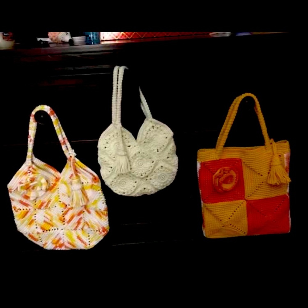 Handmade crocheted bags.